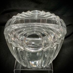 Vintage Art Deco Style Clear Glass Covered Candy Dish / Lidded Jar